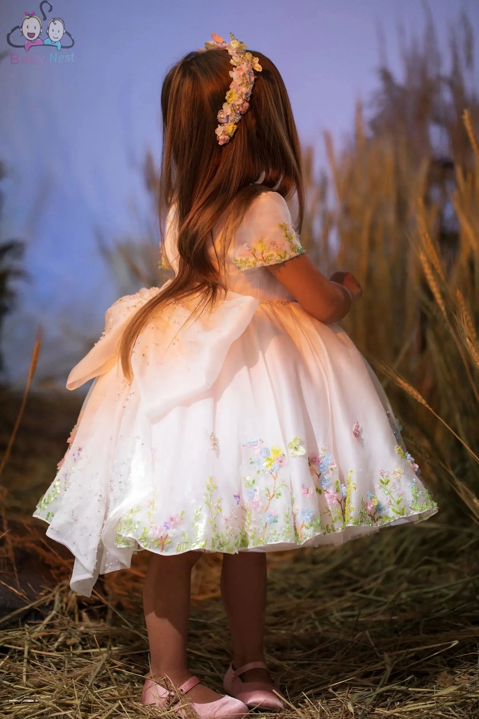 Organza dress with decorative embroidery: babynest