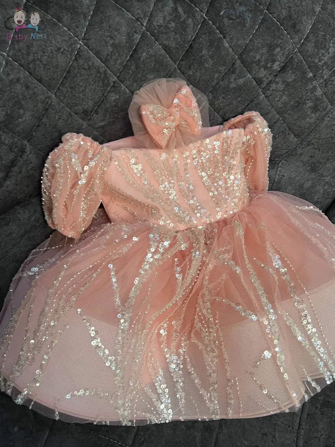 Classy Pink Sequence Gown Baby Dress babynest