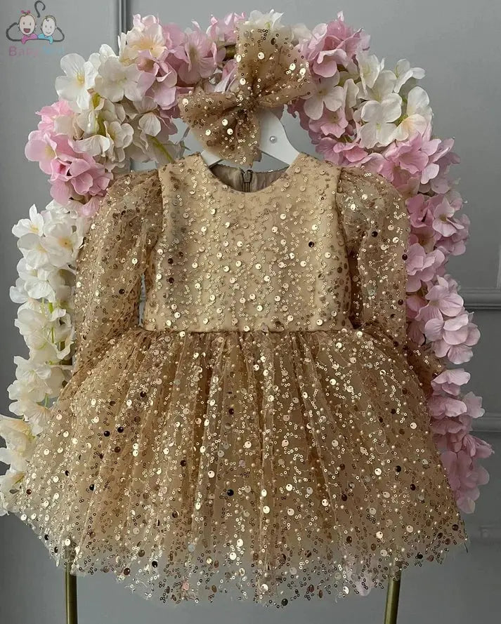 Luxurious Gold Sequence baby Dress babynest