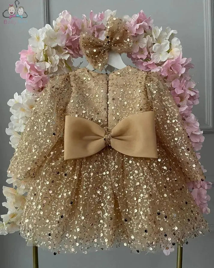 Luxurious Gold Sequence baby Dress babynest