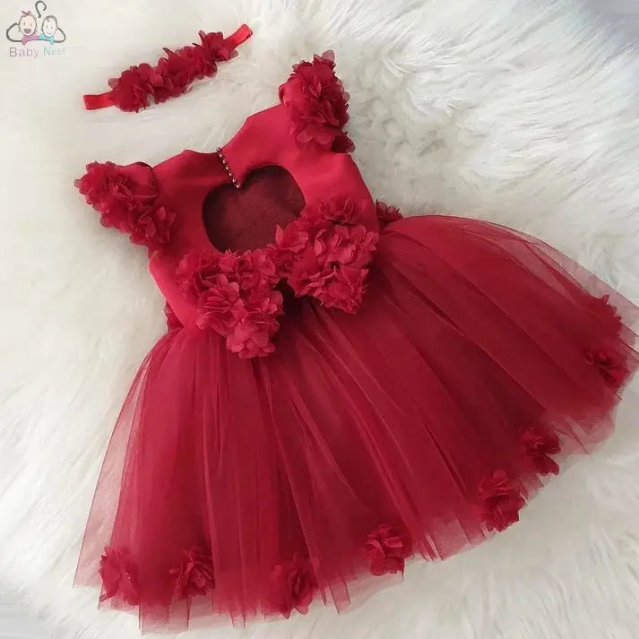 Flowery Red Baby Dress babynest